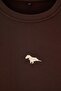 Koyu Kahverengi Bisiklet Yaka Oversize/Geniş İçi Polarlı Dinozor Nakış Sweatshirt TMNAW24SW00064 - 6