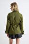 Haki Bel Bağlamalı Dik Yaka Oversize Midi Trençkot TWOAW27TR00026 - 5
