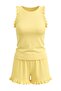 Sarı %100 Pamuklu Fırfırlı Şortlu Örme Pijama Takımı THMSS22AU0304 - 5