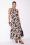 Brown Floral Pattern Belted Dress Tdrss26El00125