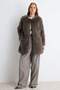 Gray Faux Fur Crew Neck Oversize Midi Coat Twoaw27Kb00011 - 2