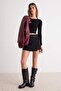 Black Tie-Detail and Eyelet Detail Woven Skort TWOAW21SR0038
