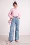 Mavi Yüksek Bel Wide Leg %100 Pamuk Yırtıklı Jeans