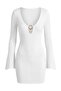 Ekru Düz Bodycon Midi Triko 100% Polyester Elbise TBESS26EL00028 - 5