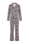 Black 100% Cotton Teddy Bear and Stripe Patterned Shirt Collar Knitted Pajamas Set Thmaw26Pt00171 - 5