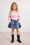 Pink Girls' Striped Crew Neck Knitwear Sweater Tkdaw27Kz00009