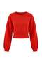 Koyu Kırmızı Kalın Şardonsuz Bele Oturan Regular Kalıp Crop Boy Örme Sweatshirt TWOAW27SW00047 - 6