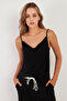Women's Black Degaje Collar Blouse App1286