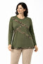 Women's Middle Age and Above Laser Print Patterned Mother Combed Cotton Blouse 30581