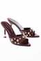 Women's Gold Stone Heeled Pointed Toe Casual Slippers Coffee - 2