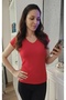 Women's Red Short Sleeve V-Neck Body - 2
