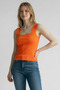 Women's Blouse Square Neck Wide Strap Orange Athlete Summer Lycra Bodysuit