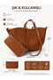 Women's Large Size Polen Magnet Closure Hand and Shoulder Pinterest Bag Brown - 3