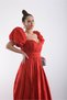Strapless Balloon Sleeves Draped Lined Puffy Luxury Taffeta Dress - 4