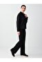 Black Elastic Waist Regular Waist Regular Leg Knitted Trousers - 3
