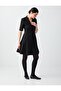 Black High Neck Elbow Sleeve Slim Fit Knitted Mini Dress - 4