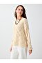 Stone Kayık Collar Long Sleeve Relaxed Cut Knitwear Blouse - 4