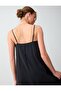 Black Relaxed Fit V-Neck Strappy Modal Midi Dress - 4