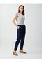 Navy Blue Side Pocket High Waist Regular Leg Woven Trousers