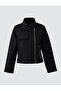 Black Straight Cut Long Sleeve Knitted Jacket with Pocket Detail - 8