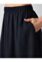 Black Relaxed Cut High Waist Woven Midi Skirt - 5