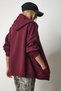 Women's Burgundy Hooded Zippered Oversize Sweatshirt UB00124 - 5