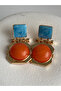 Gold Color Orange Enamel Earrings (4.5 cm) - 4