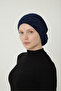 Buttoned Navy Blue Ready-To-Wear Turban Hijab Cap Suitable for Medical Use