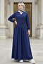 Tie-Up Blouse Skirt Double Set 1465 - Navy Blue - 2