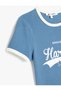 Short Sleeve Crew Neck Navy Blue Women's T-Shirt 5Sal10081Ik - 3
