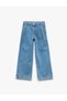 Cotton Pocket Detailed Buttoned Wide Leg Jeans