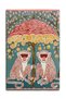 Sdt Indian Themed Monkey and Umbrella Patterned Turquoise Woven Base Decorative Carpet Sdt746