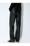 Women's Koton X Sibil Çetinkaya - Pocketed Loose Straight Leg Faux Leather Pants 5Wak40074Ew - 4