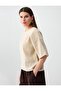 Mink Relaxed Fit Short Sleeve Round Neck Woven Blouse