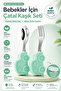 Light Green Premium Children's Bpa Free Silicone Handle Stainless Steel Tip Fork-Spoon, (9+ Months) - 4