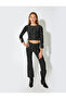 Crop Blouse Long Sleeves Window Detail Round Neck - 2