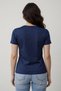 Women's Stone Embroidered Finger Detail Flexible Modal Fabric Navy Blue Blouse - 3