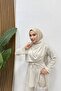 Scuba Fabric Degaje Collar Belted Hijab Double Set - 4