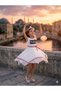 Asymmetrical Striped Girl's White Lace Dress