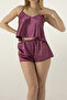 Adjustable Strap Satin Nightgown Shorts Set Women's Satin Shorts Two-Piece Nightgown Set - 4