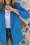 Blue Sleeve Gather Detail Blazer - 3