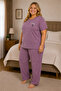 Women's Regular Plus Size Breeze Fabric Mom Pajama Set for Middle Age and Above 5021 - 5