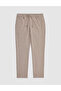 Light Brown Ex. Slim Fit Waist Drawstring Cotton Linen Blend Trousers 50324275-Vr002 - 5