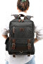 Eba-6235 Canvas (Cotton) Backpack with Laptop Compartment Camping Travel School Bag Black - 2