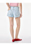 Regular Fit Mini Denim Shorts with Cotton Embroidery Detail - 4