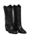 Black Leather Women's Heeled Boots 39Wc1650 - 2