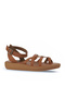 Tan Dark Leather Women's Flip Flops Sandals 01Wy2315 - 3
