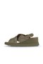 Khaki Leather Women's Wedge Heeled Sandals 01Wa0508 - 3