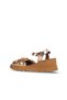 Gold Light Shiny Leather Women's Wedge Heeled Sandals 01Wy8609 - 4