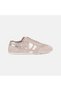 Women's Beige Lace-Up Suede Sneakers with Metal Stripe Detail - 2